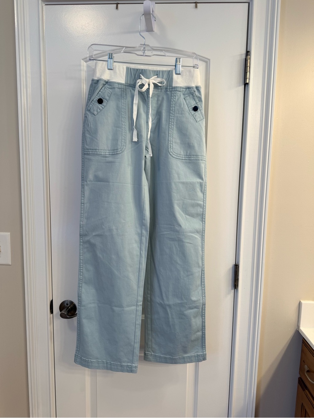 Flamingals Lake Blue Straight Leg Drawstring Pants Women’s XS